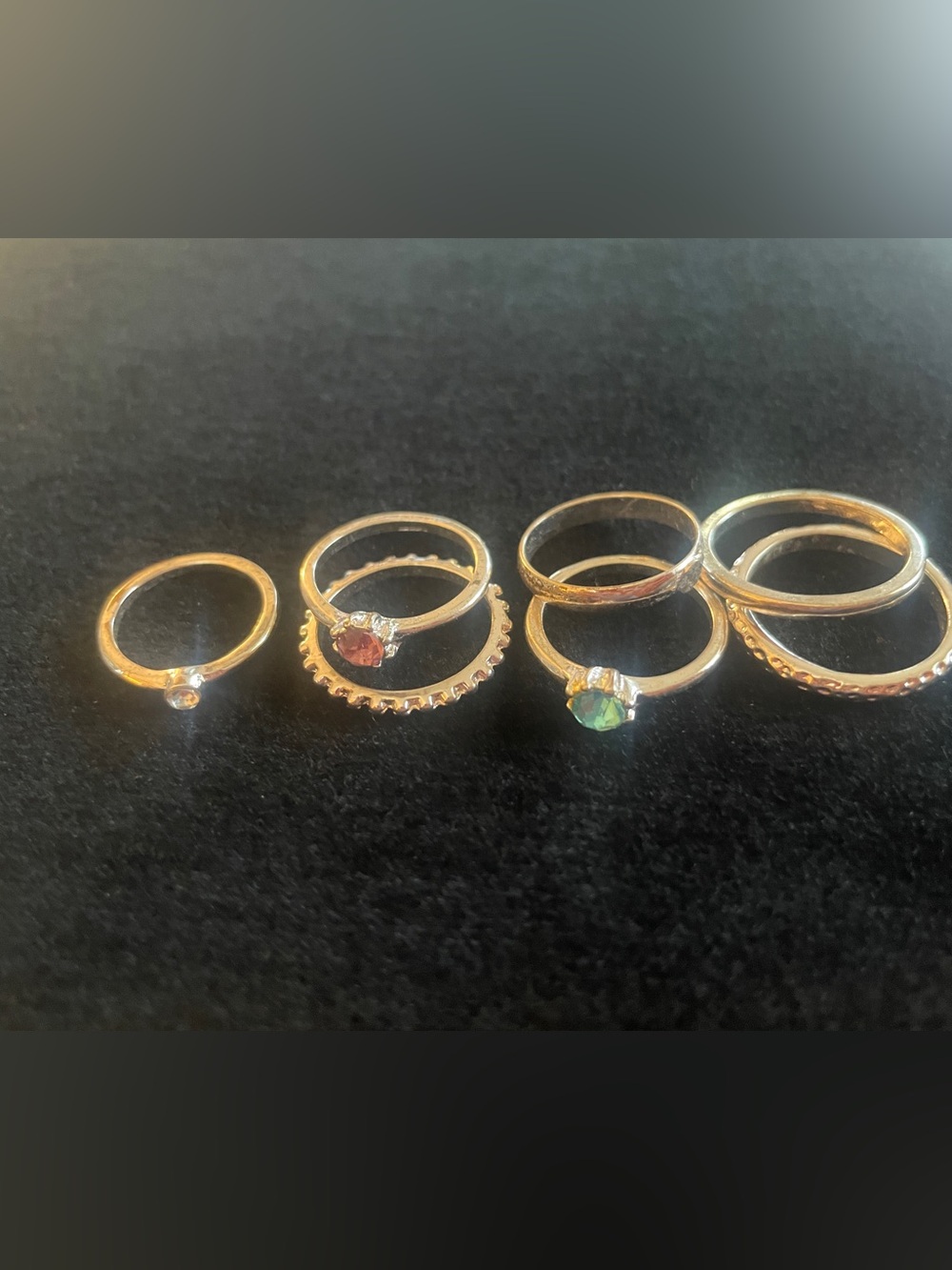 7 Silver tone Stackable Ring Set various sizes. NEW!
